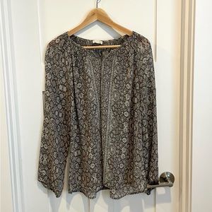 Garnet Hill Taupe Silk Blouse Size Medium